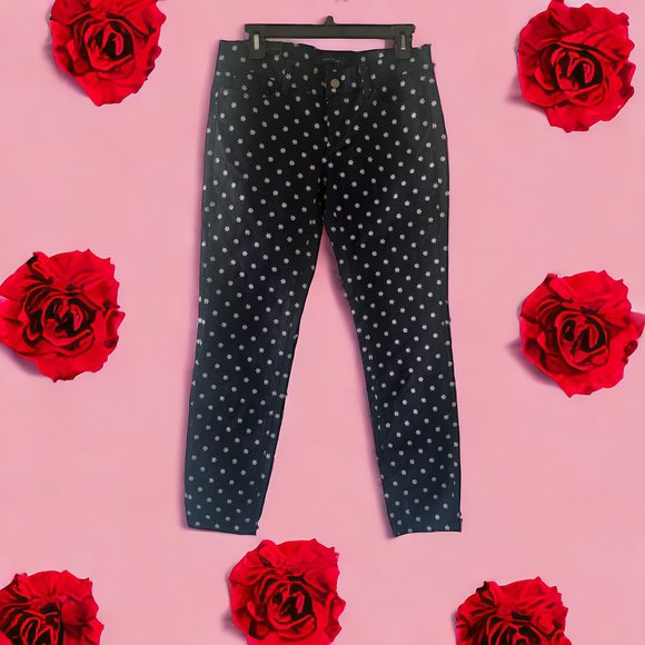 New Ann Taylor Modern Fit Skinny Ankle Jeans Navy Blue Floral sz 4 - Picture 1 of 5